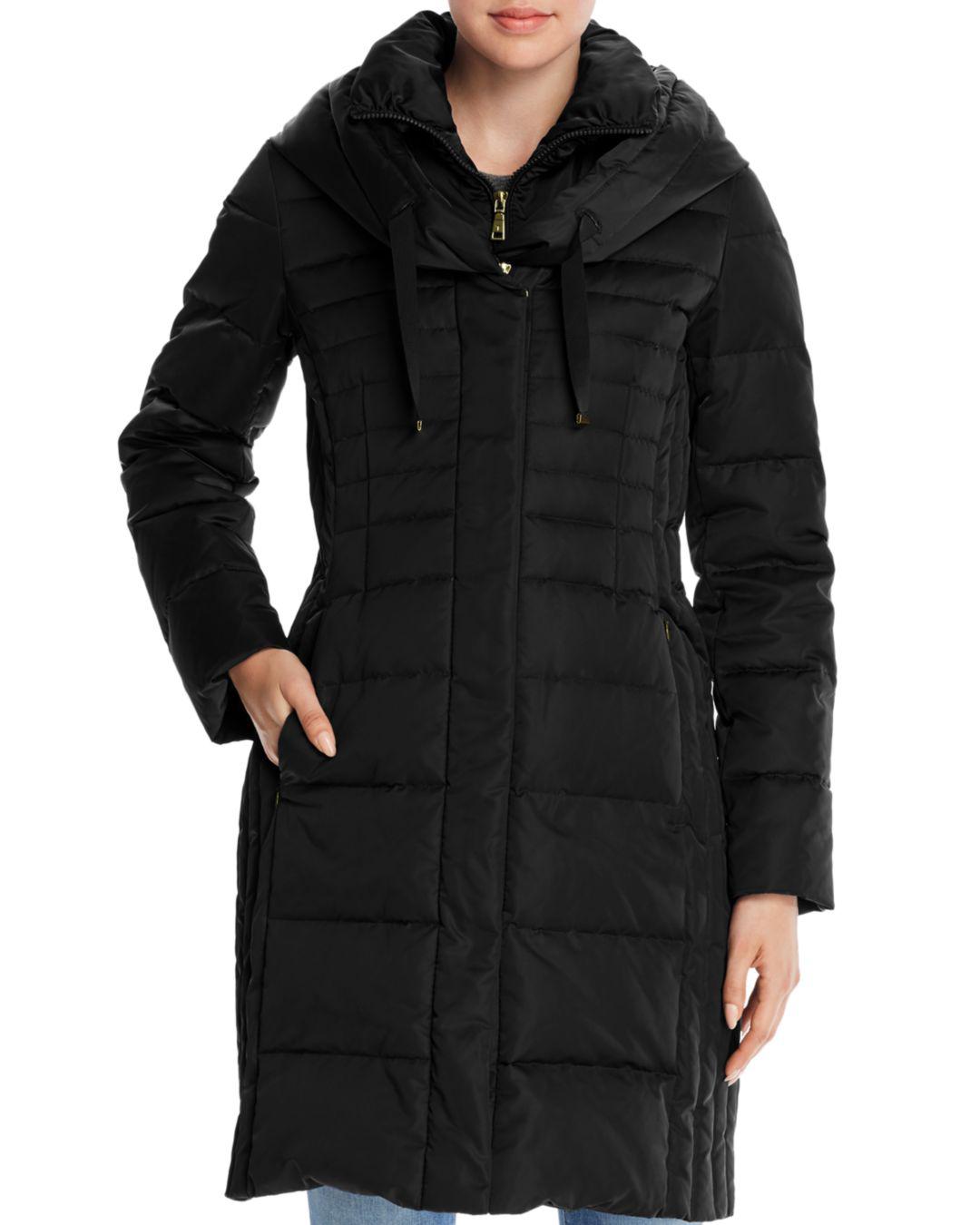 long fitted puffer coat