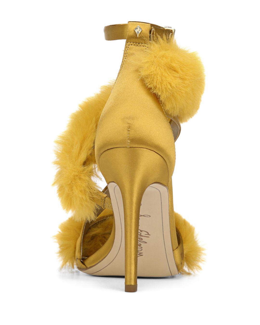 adelle faux fur heeled sandal