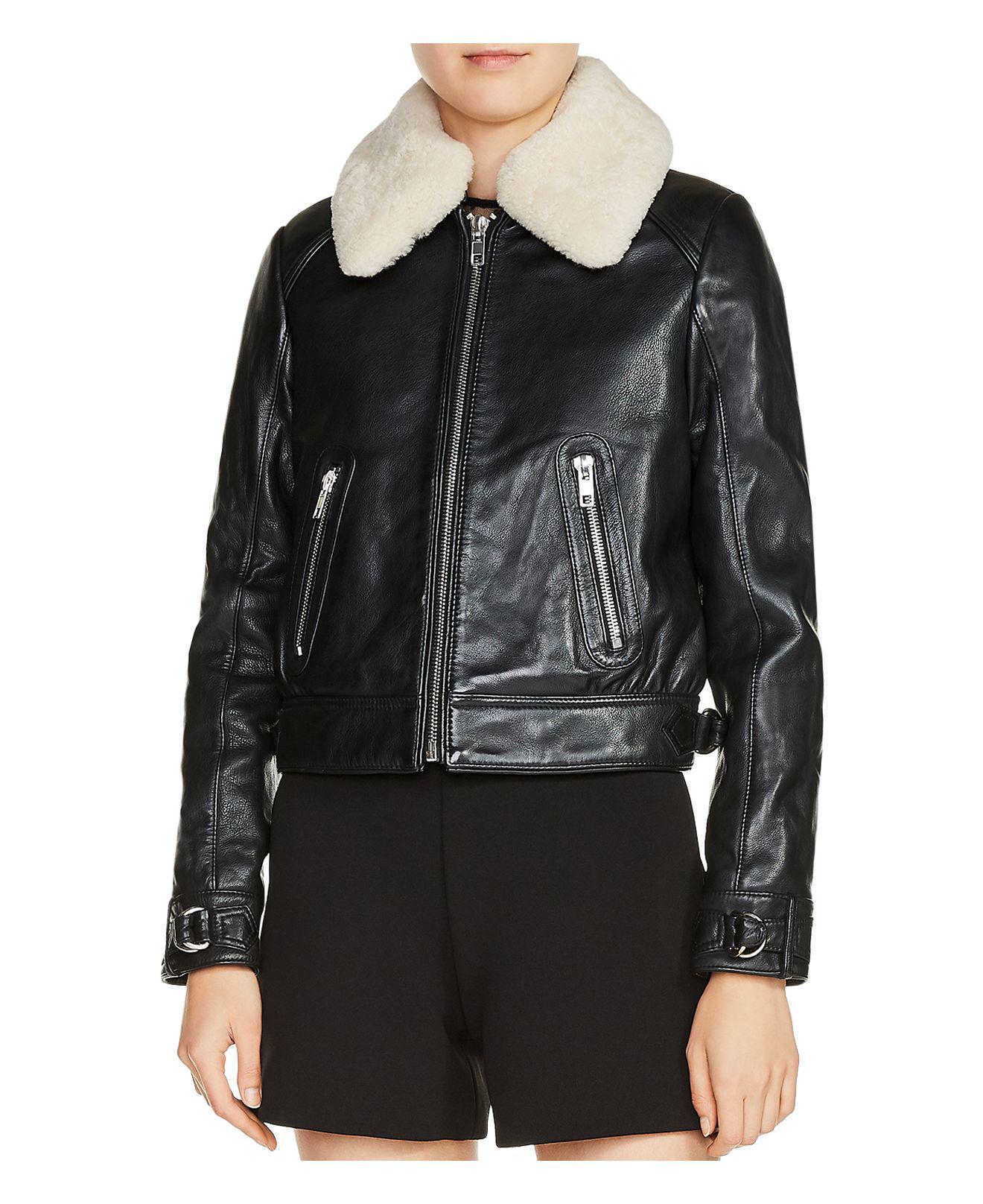 Maje shearling biker jacket Clearance