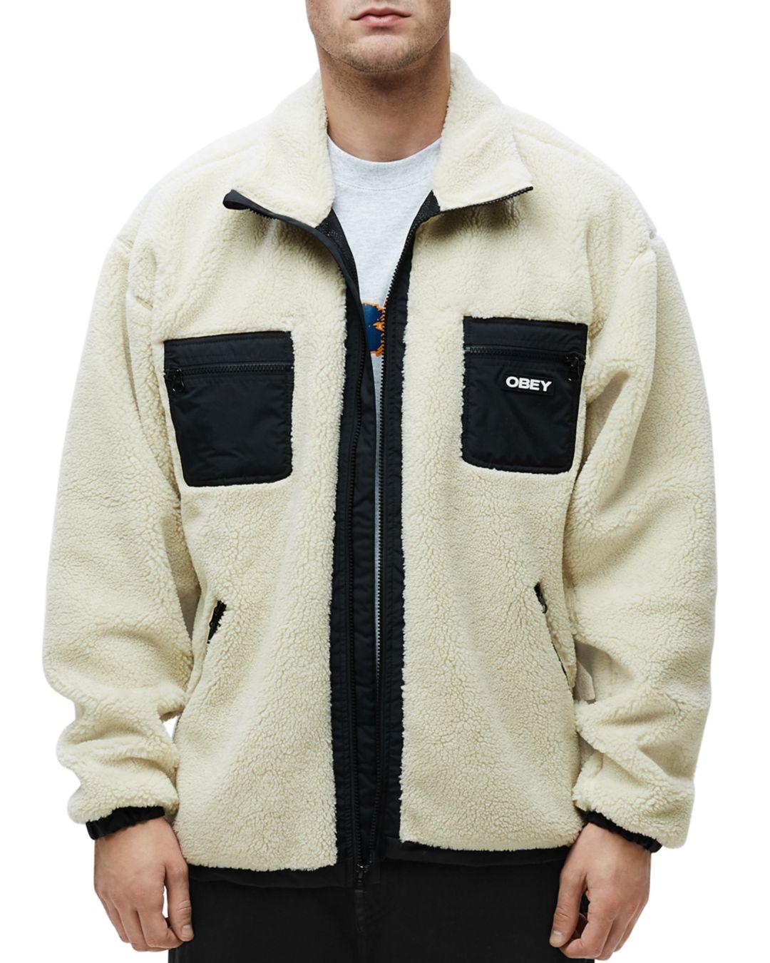 Obey Rubber Out There Sherpa Jacket in Natural for Men - Lyst