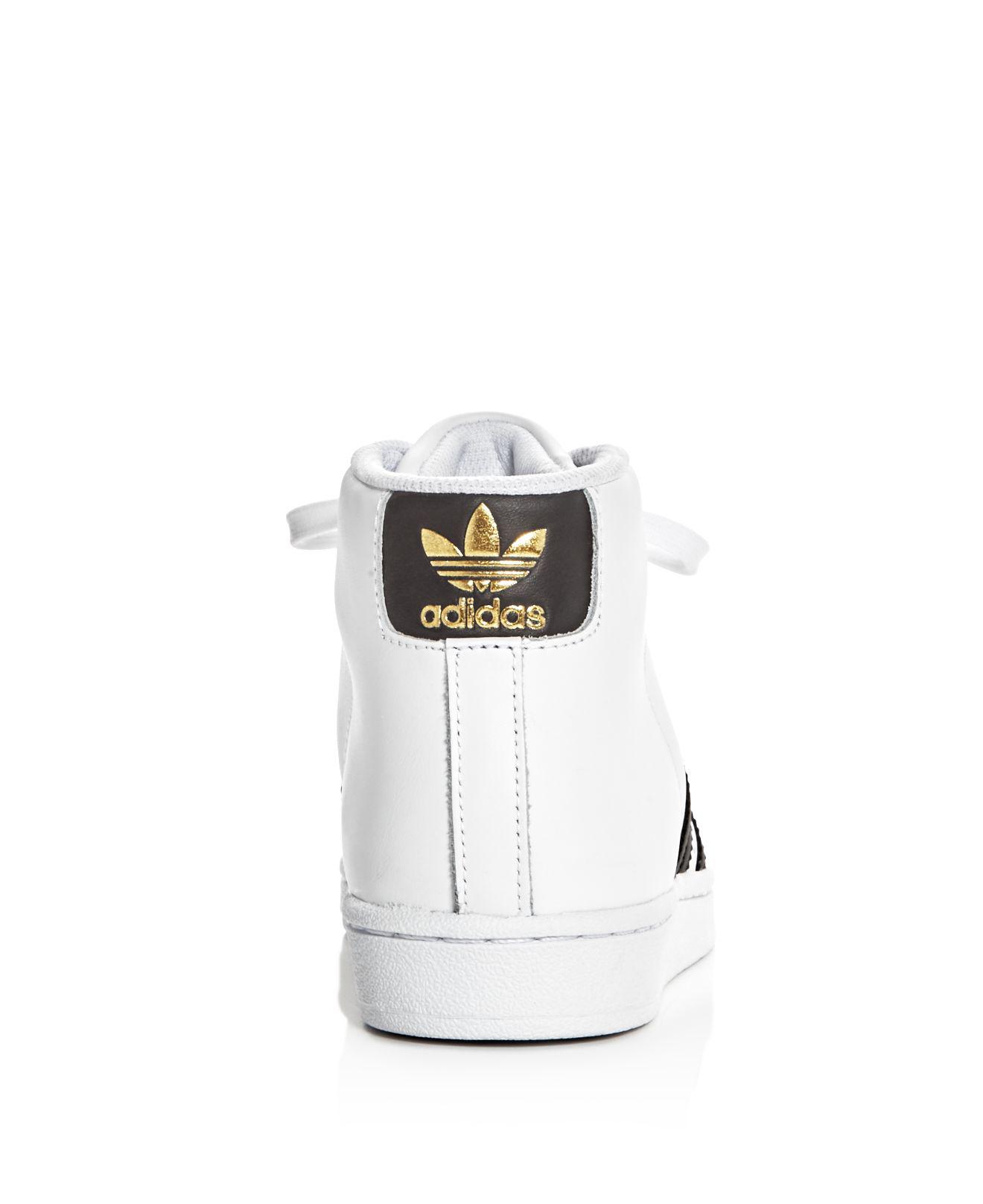adidas Women's Pro Model High Top Sneakers in White/Black ...