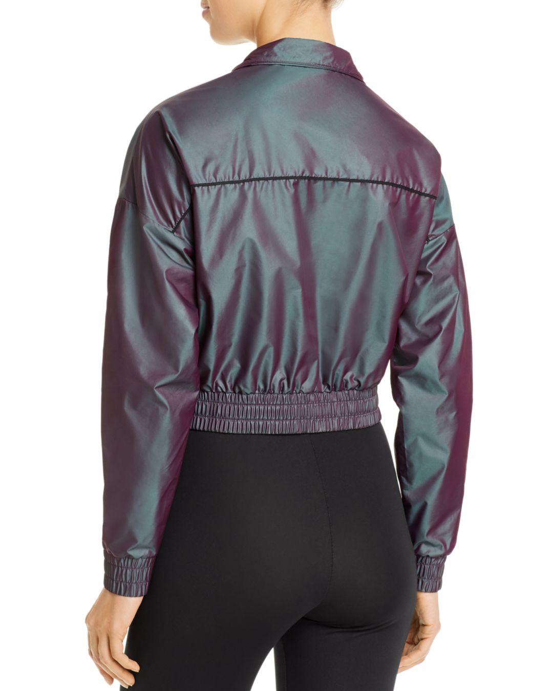 PUMA Synthetic Iridescent Cropped Jacket in Purple - Lyst