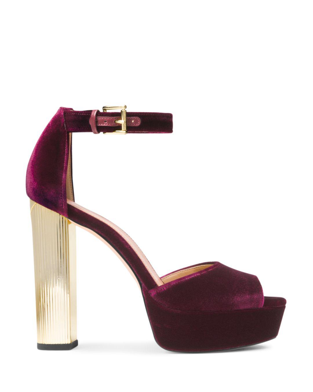 MICHAEL Michael Kors Velvet Women's Paloma Platform Sandals in Purple | Lyst