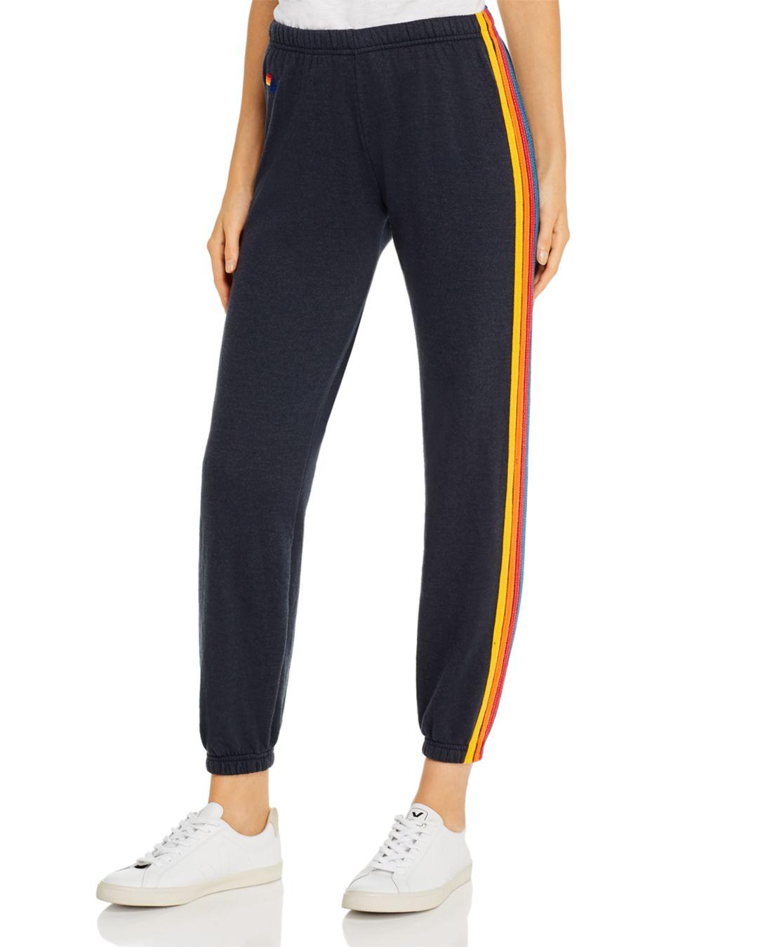 Aviator Nation Cotton Rainbow Stripe Sweatpants in Charcoal (Blue) - Lyst