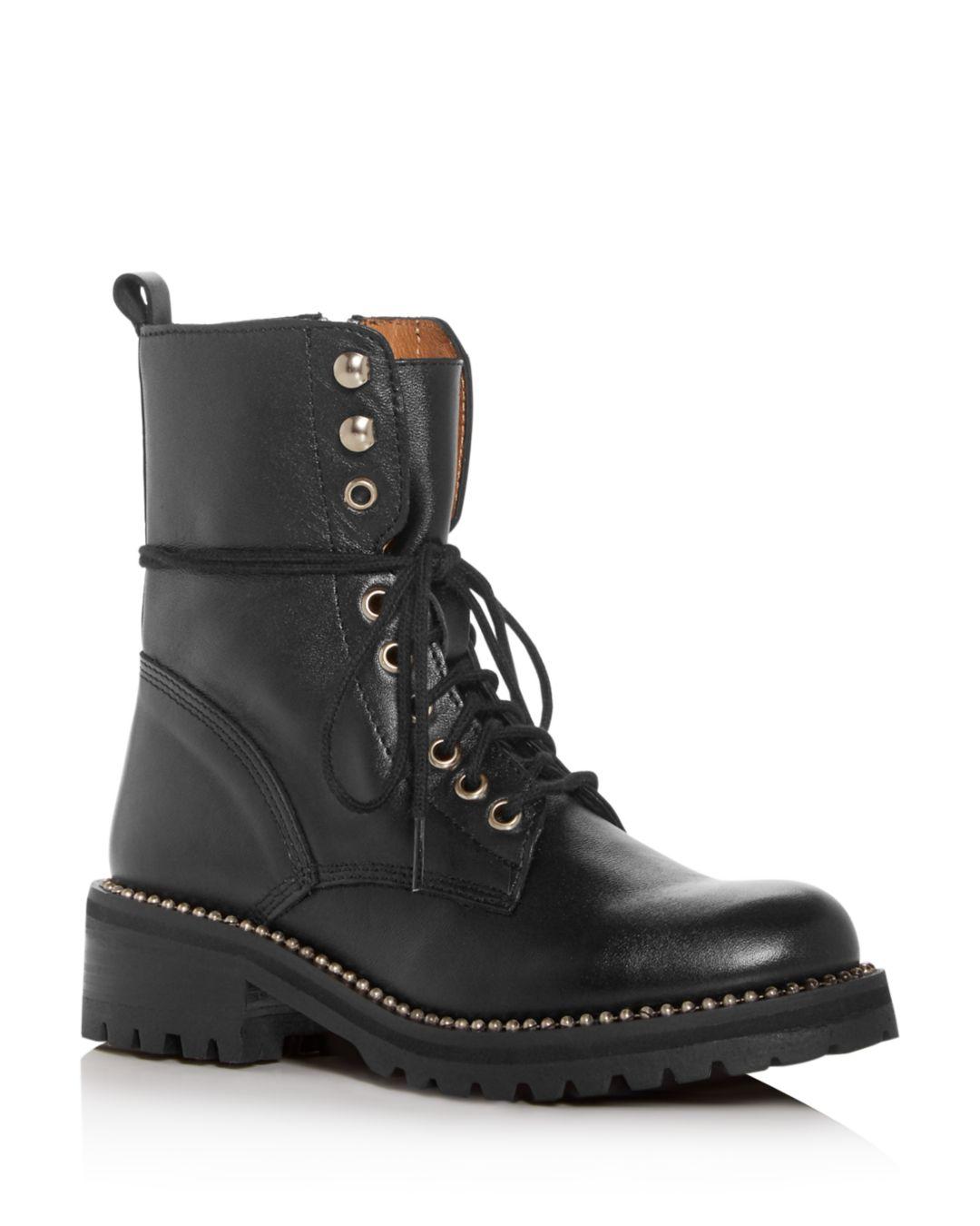 Aqua Leather Women's Jax Combat Boots in Black Leather (Black) - Lyst