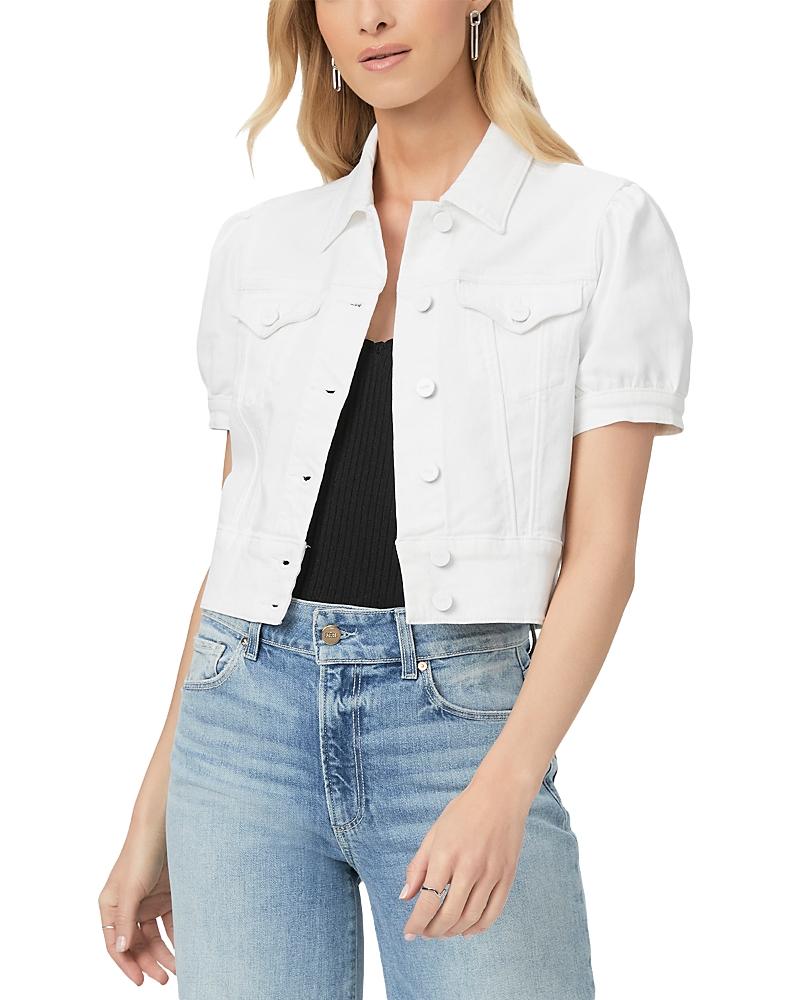 White Cropped Puff Sleeve Denim Jacket Alice Olivia Lana Denim
