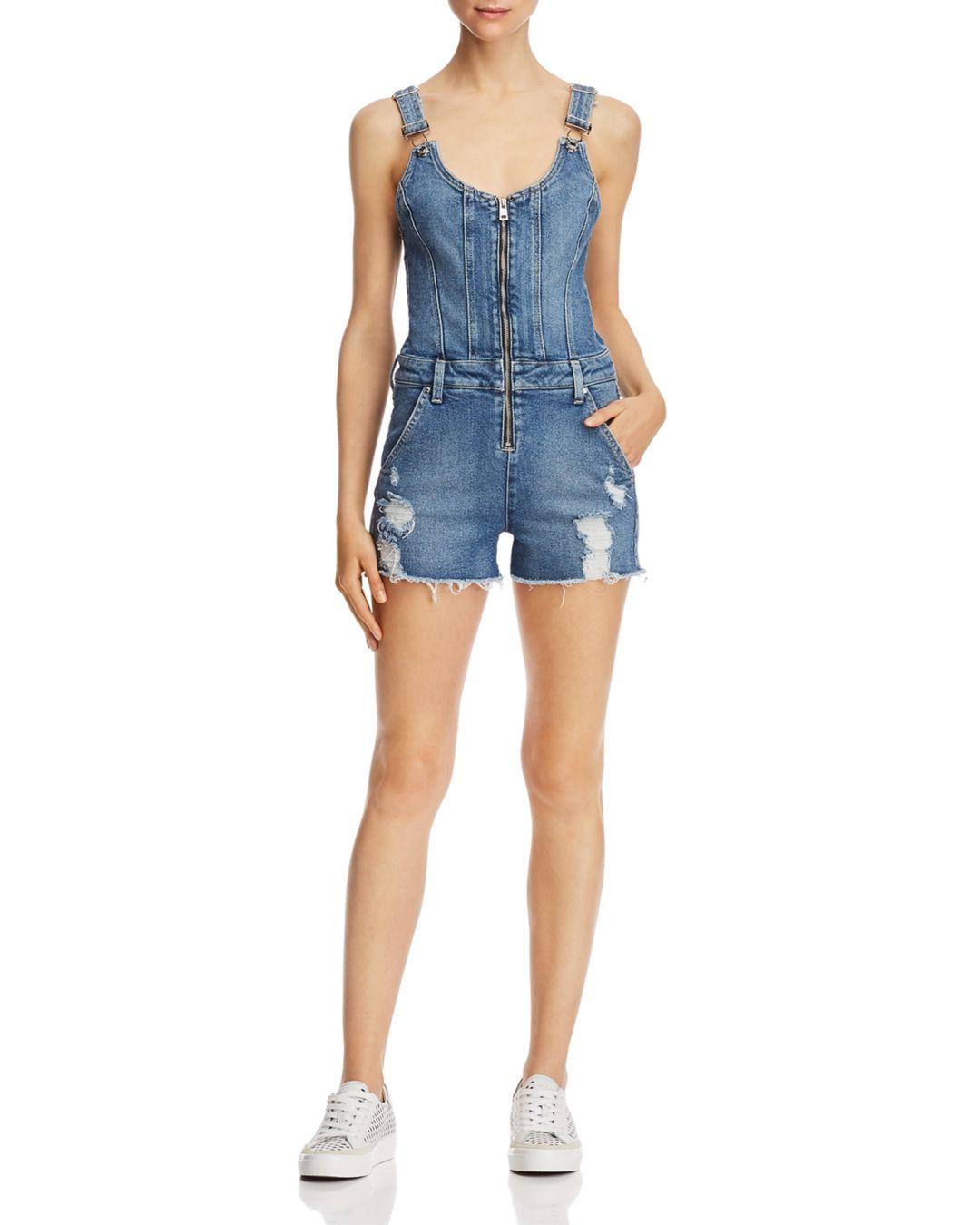 denim distressed romper