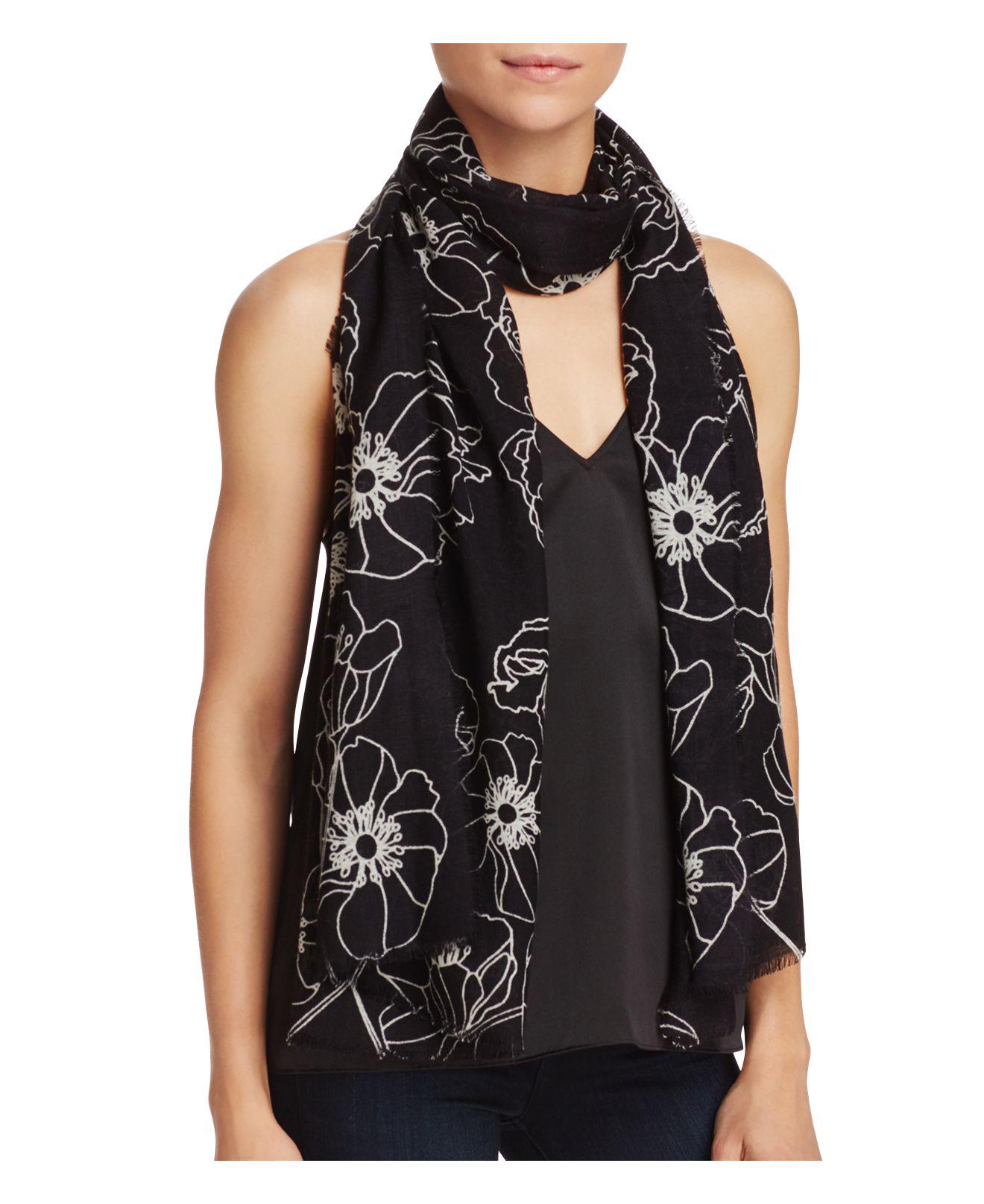 Aqua Stencil Floral Scarf in Black Lyst