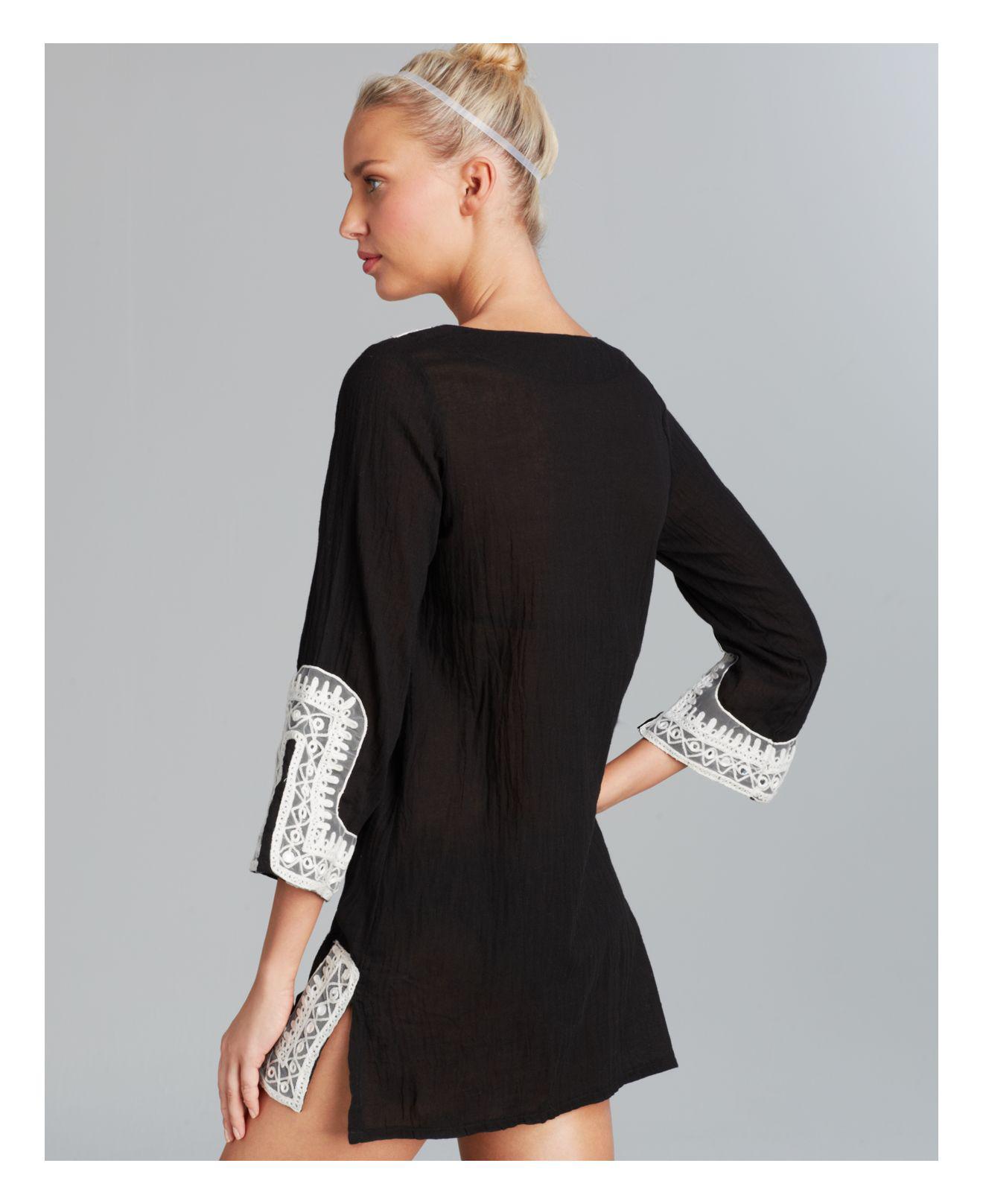 Lyst Debbie Katz Shanti Mirror Cotton Gauze Tunic Swim Cover Up in Black