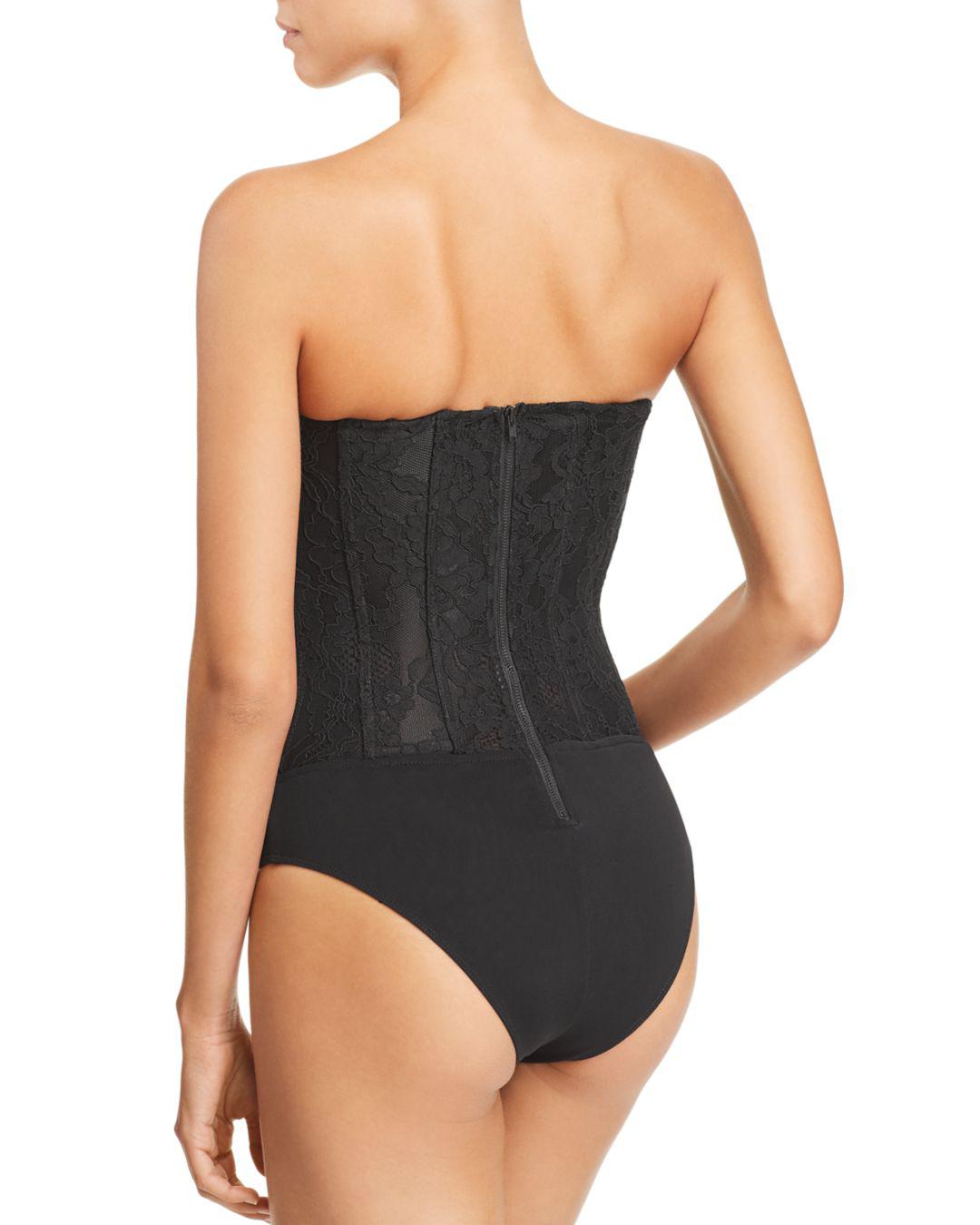 Bardot Oskar Lace Bustier Bodysuit in Black Lyst