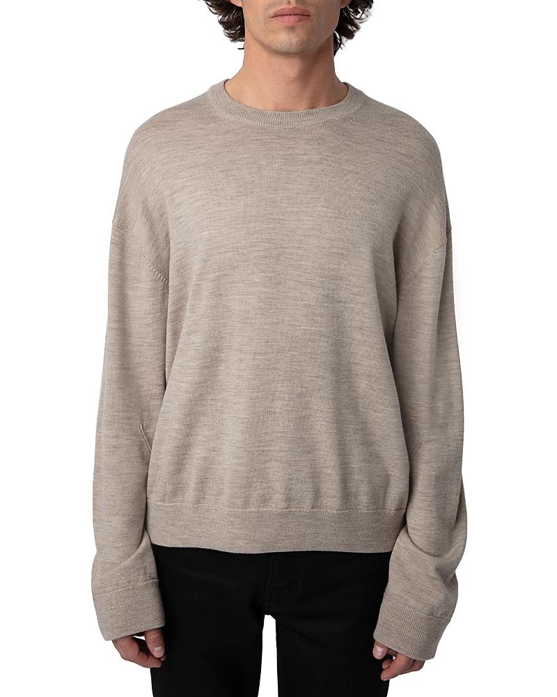 ZADIG online AND VOLTAIRE Men's Large Kennedy Cotton Crew Neck Sweater Grey Minimalist