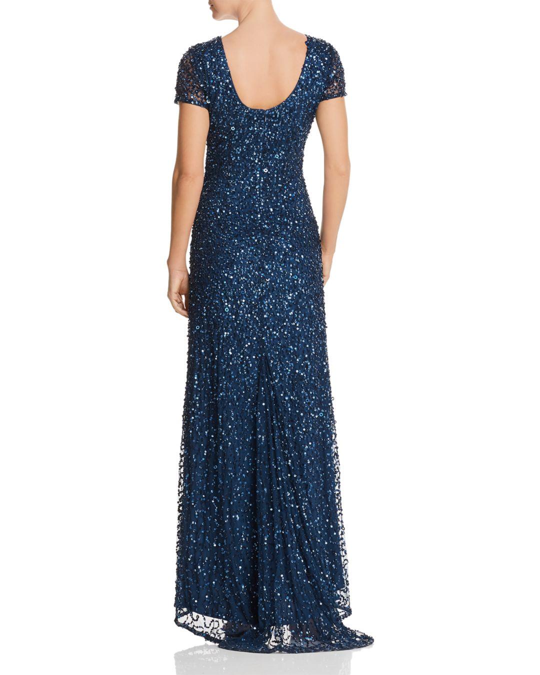 Adrianna Papell Sequined Scoop - Back Gown in Deep Blue (Blue) - Lyst