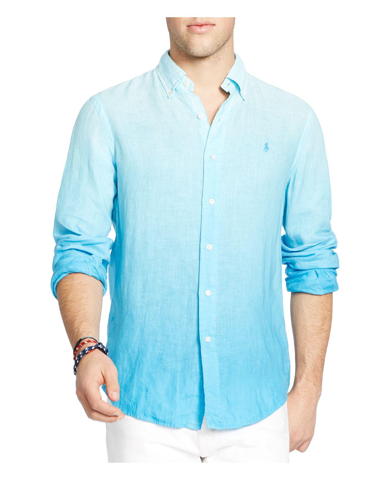Polo Ralph Lauren Ombré Linen Regular Fit Button-down Shirt in Blue for ...