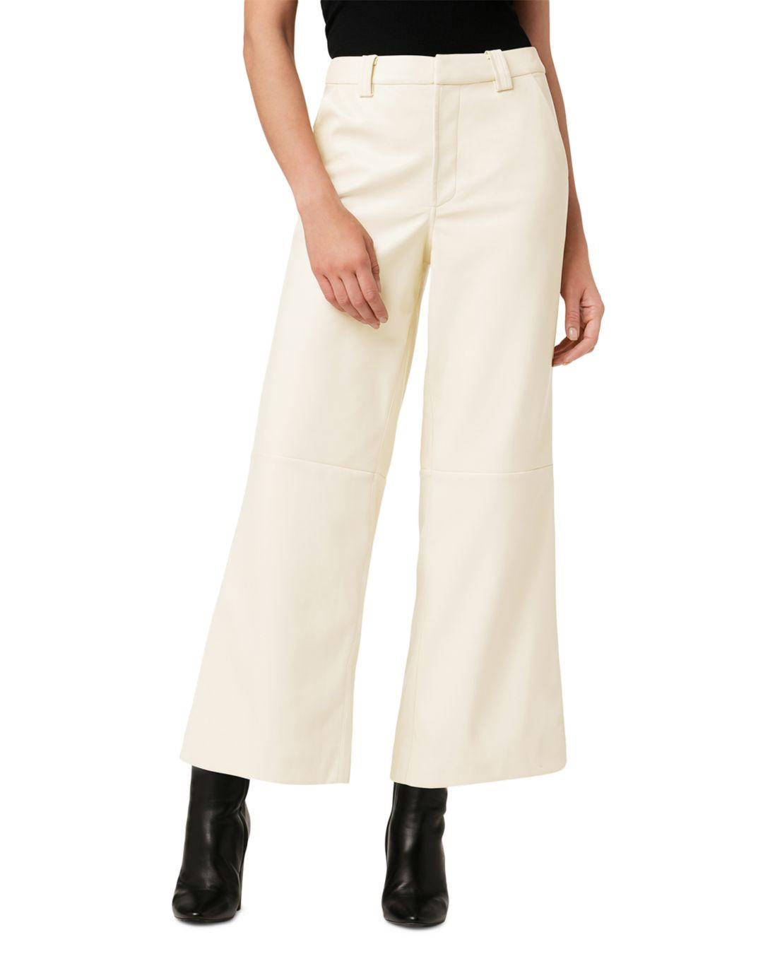 Joe's Jeans The Mia High Rise Wide Leg Faux Leather Pants in Natural | Lyst