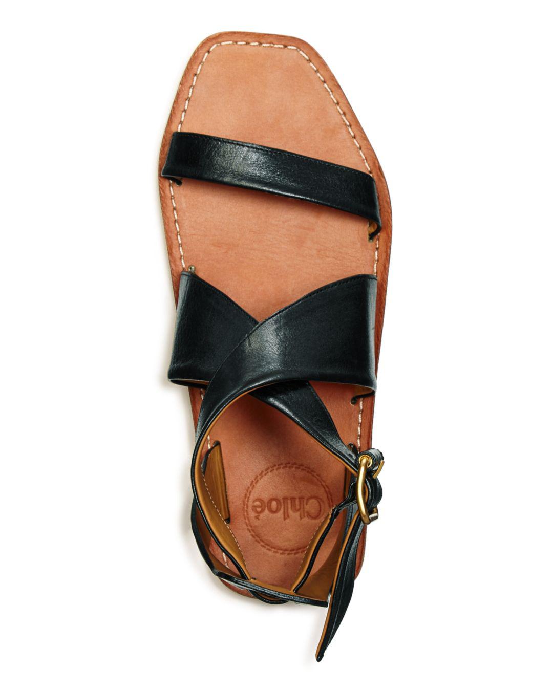 chloé virginia leather flat sandals