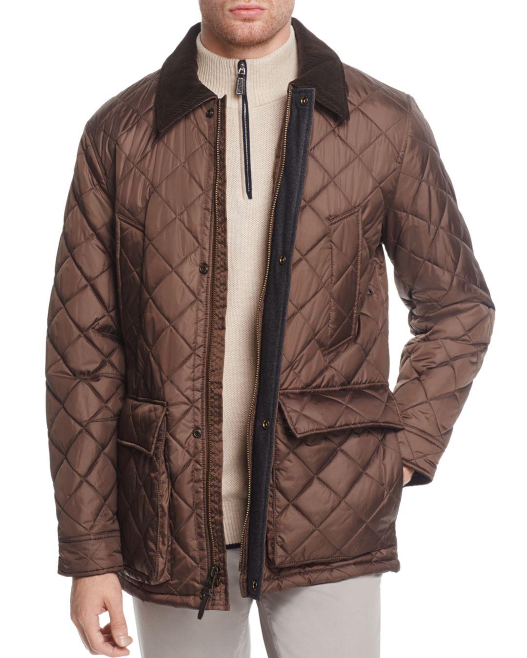Cole Haan Quilted Elbow Patch Jacket in Brown for Men Lyst