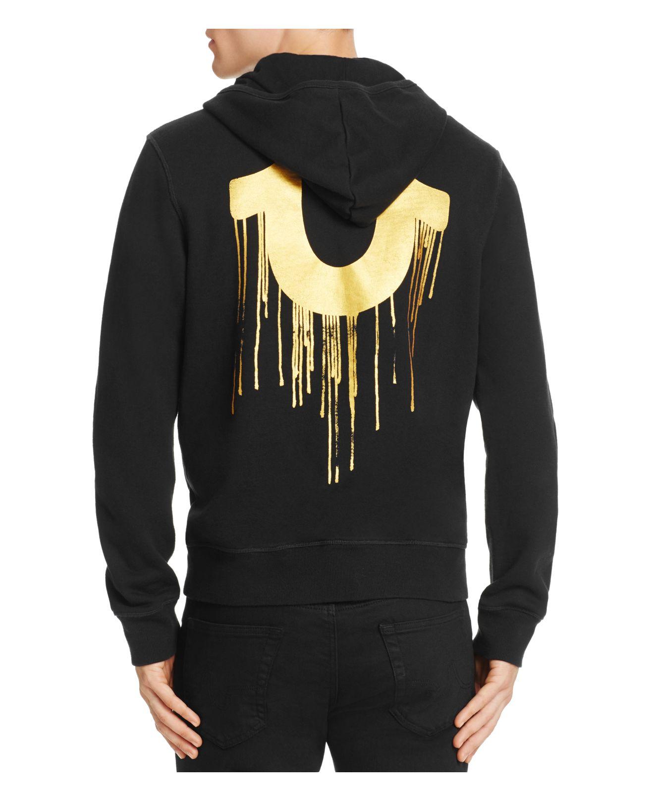 black and gold true religion hoodie