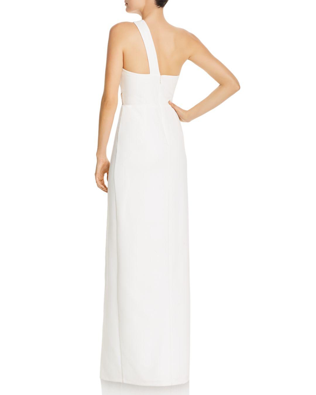 Aidan By Aidan Mattox One - Shoulder Crepe Cutout Gown in Ivory (White ...