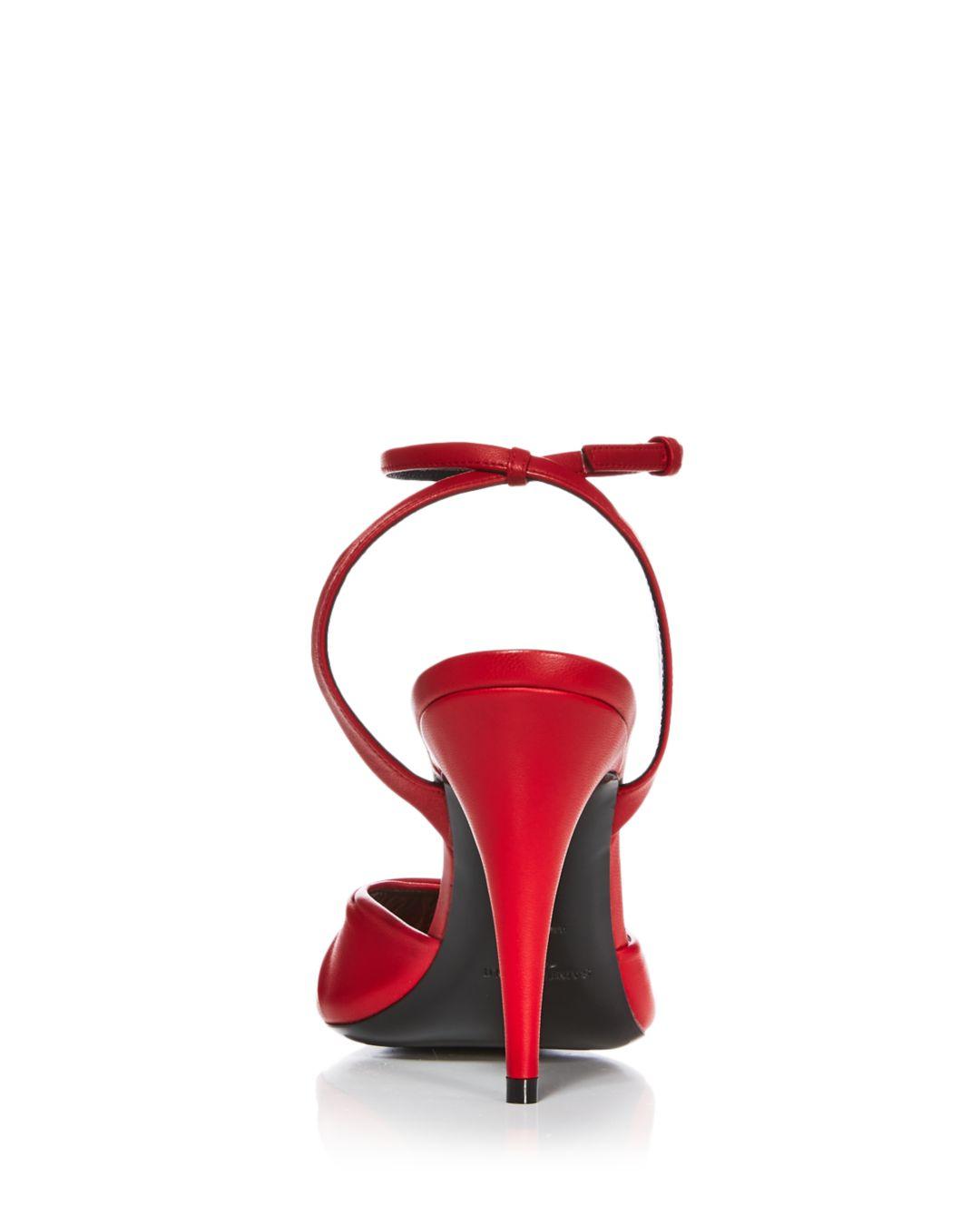 Saint Laurent Sexy High Heel Sandals in Red | Lyst