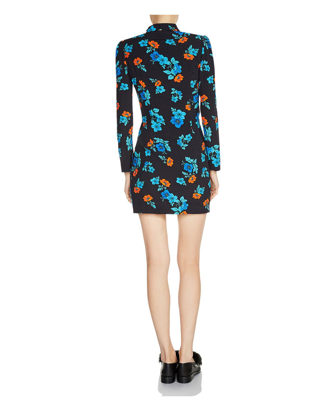 Maje Ripita Ruched Floral Print Mini Dress In Blue Lyst