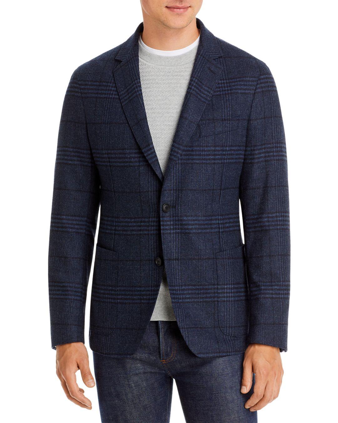 BOSS by HUGO BOSS C Hanry Plaid Tech Flannel Slim Fit Sport Coat in Dark Blue (Blue) for Men
