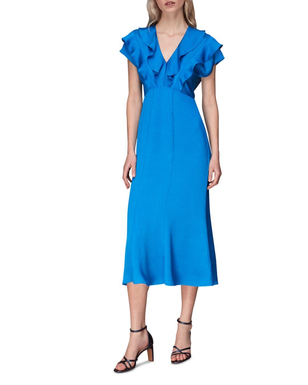 Whistles Adeline Ruffled Midi Dress in Blue Lyst