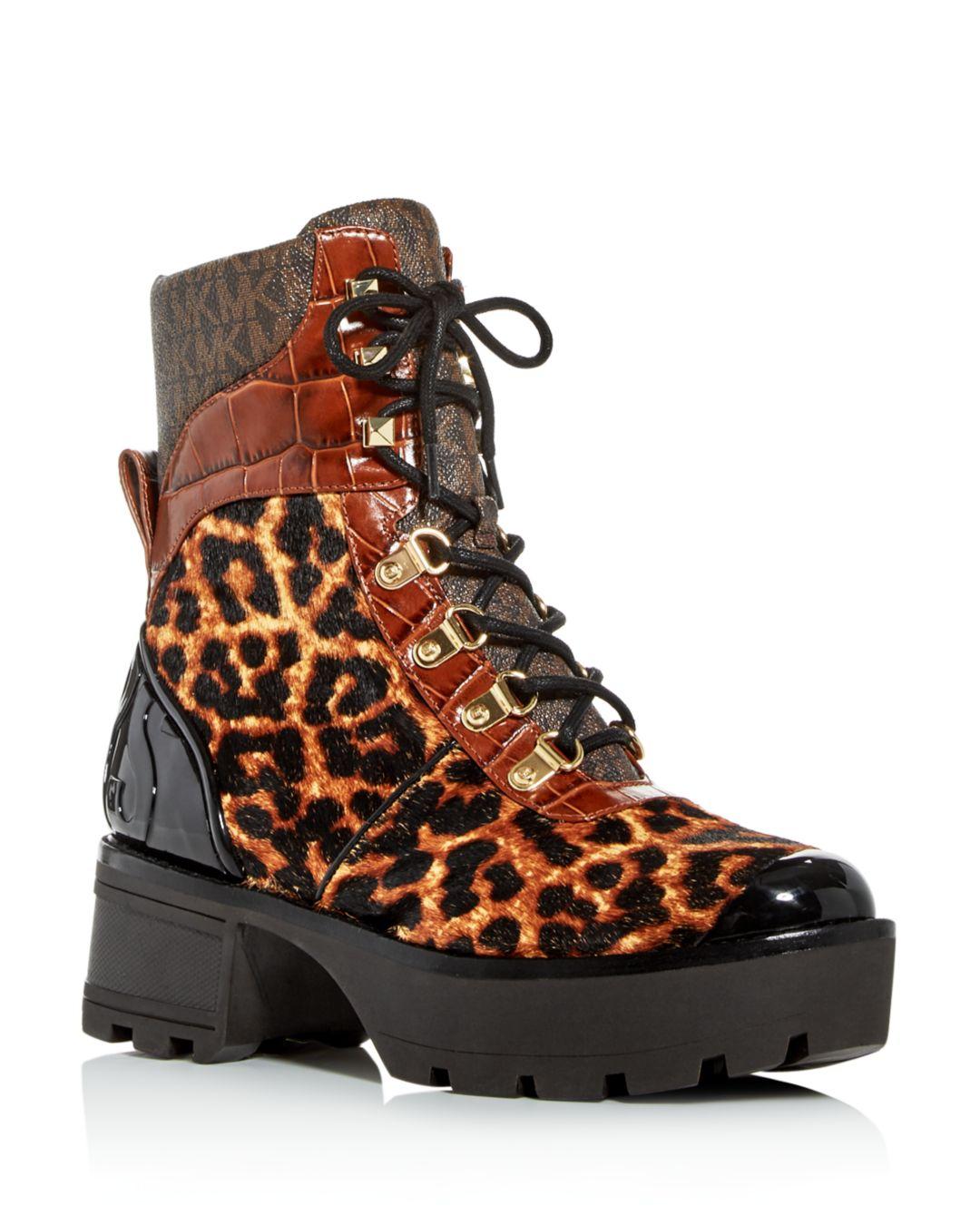 khloe leather and logo combat boot