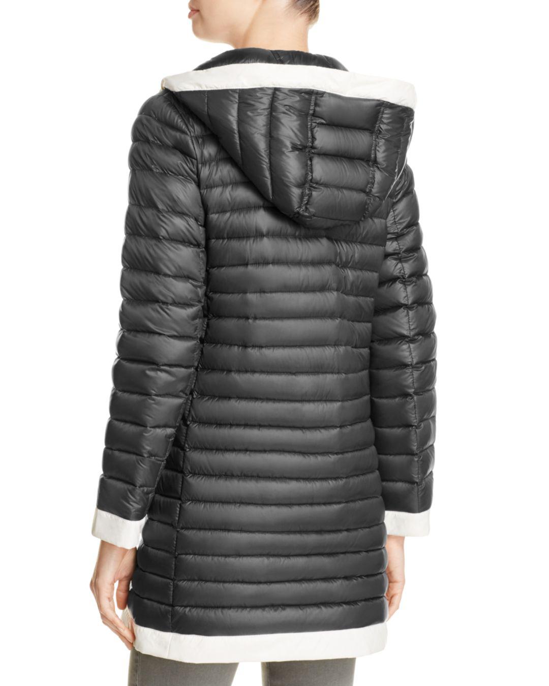 Kate Spade Packable Lightweight Down Coat in Black/Cream (Black) Lyst