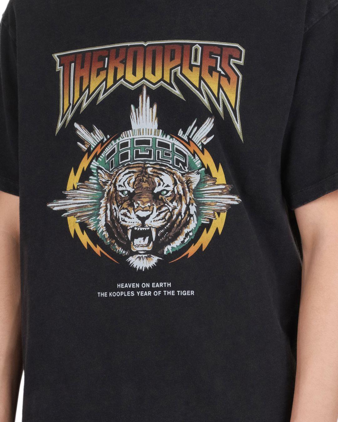 The Kooples Black Thick Cotton T-shirt With Tiger Head for Men | Lyst