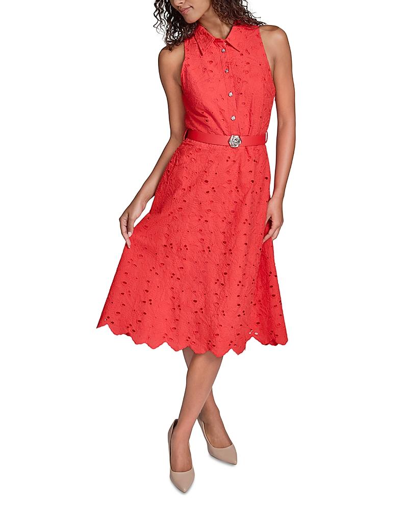 open lace back dress KARL LAGERFELD Paris Women's Dresses Shirtdress,Admiral red/Black,6 at  Amazon Women's Clothing store