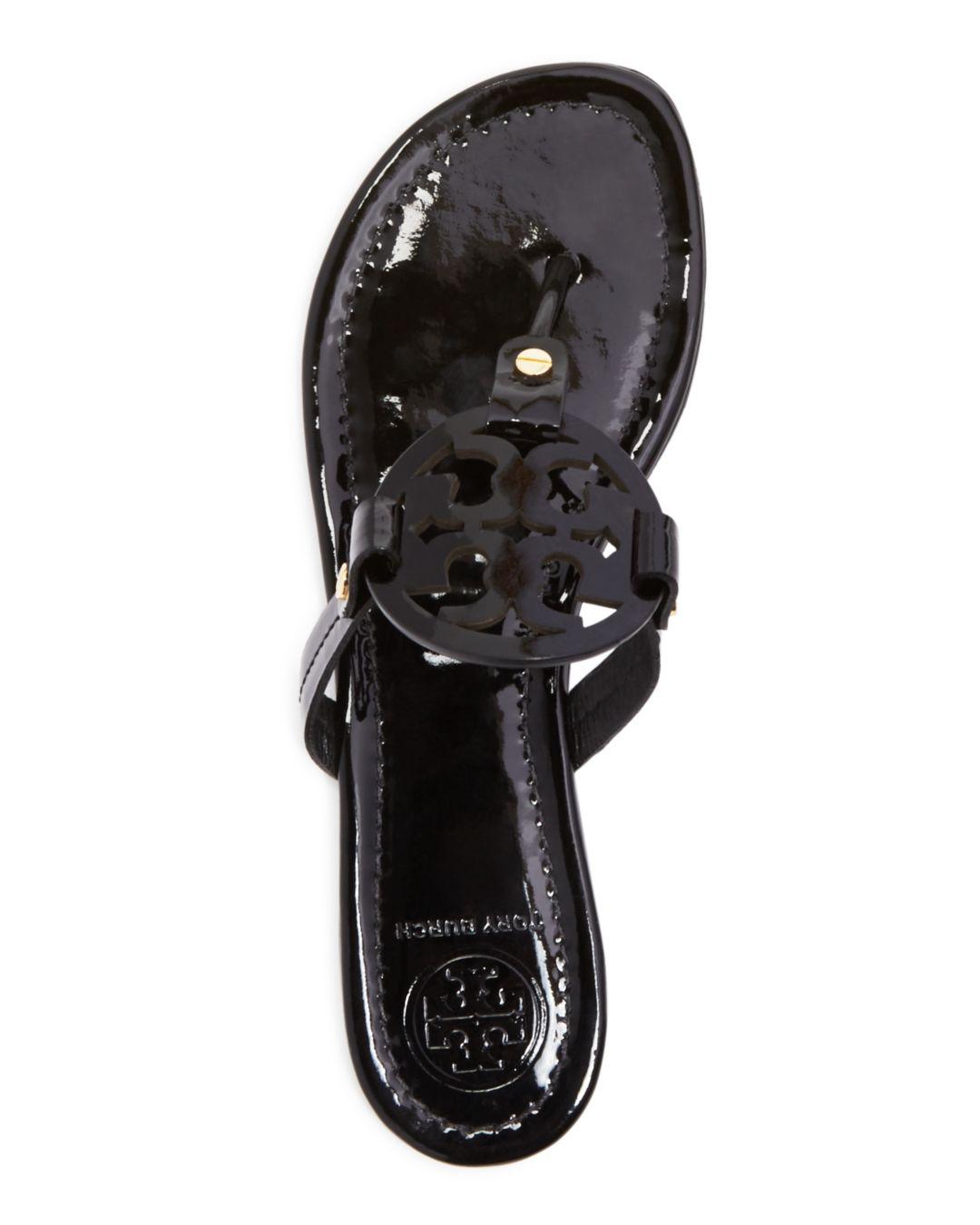 Tory Burch Leather Women's Miller Thong Sandals in Black Patent Leather (Black) - Lyst