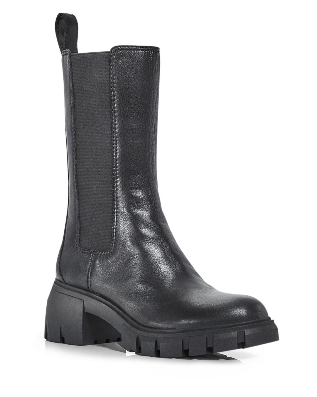 Aqua Leather Women's Hype Pull On Booties in Black Leather (Black) - Lyst