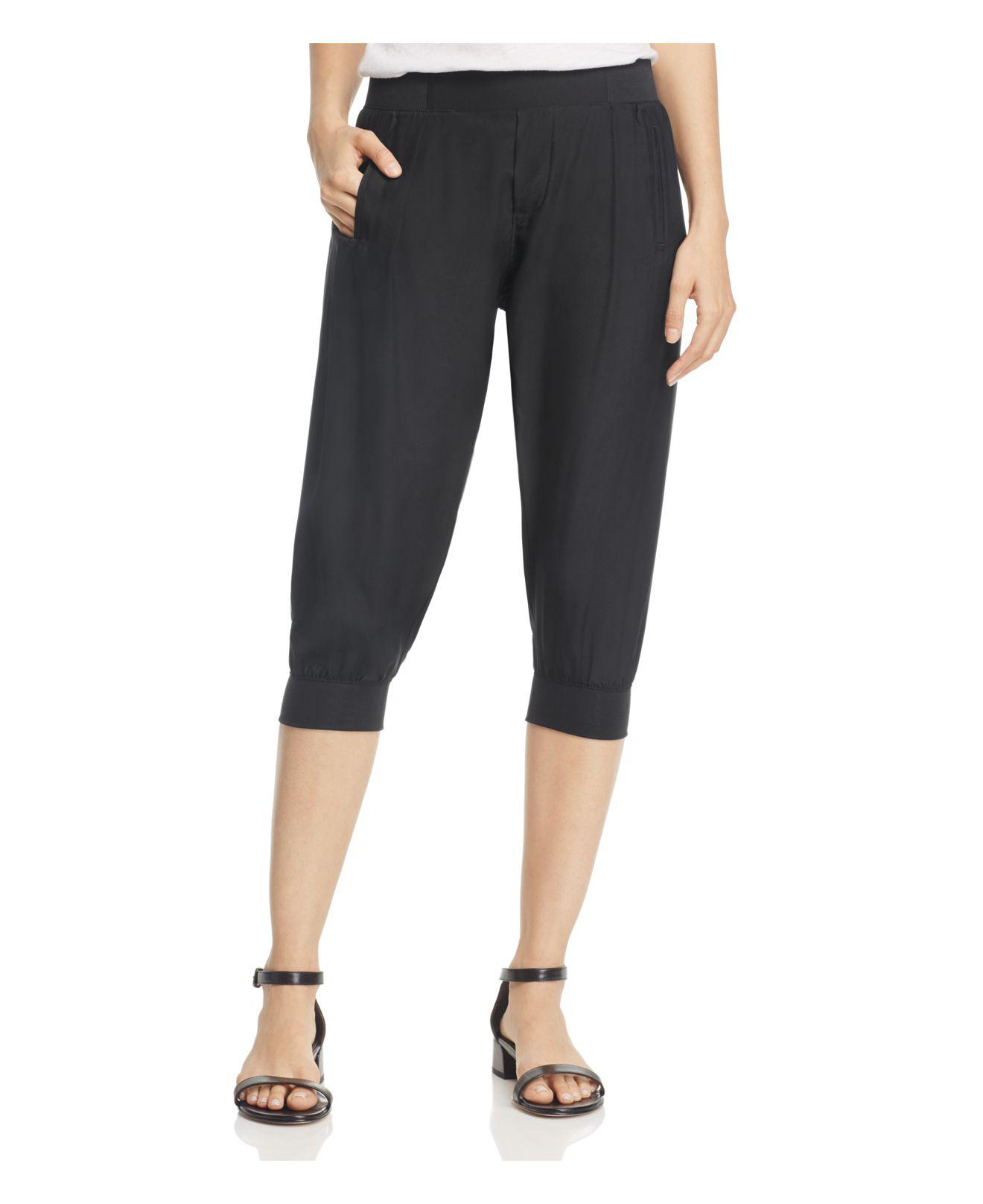 ATM Cropped Silk Jogger Pants in Black - Lyst