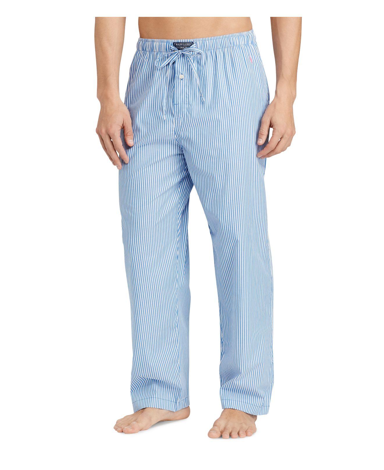 Polo ralph lauren Striped Cotton Pajama Pants in Blue for Men - Save 55 ...