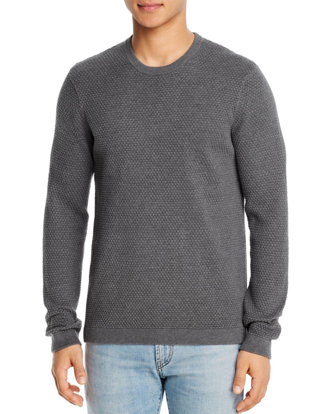 Theory Udeval Cotton Textured Crewneck Sweater in Gray Heather (Gray ...