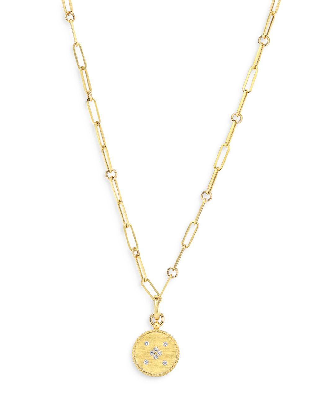 Roberto Coin Synthetic 18k Yellow Gold Venetian Princess Diamond Medallion Lariat Necklace in