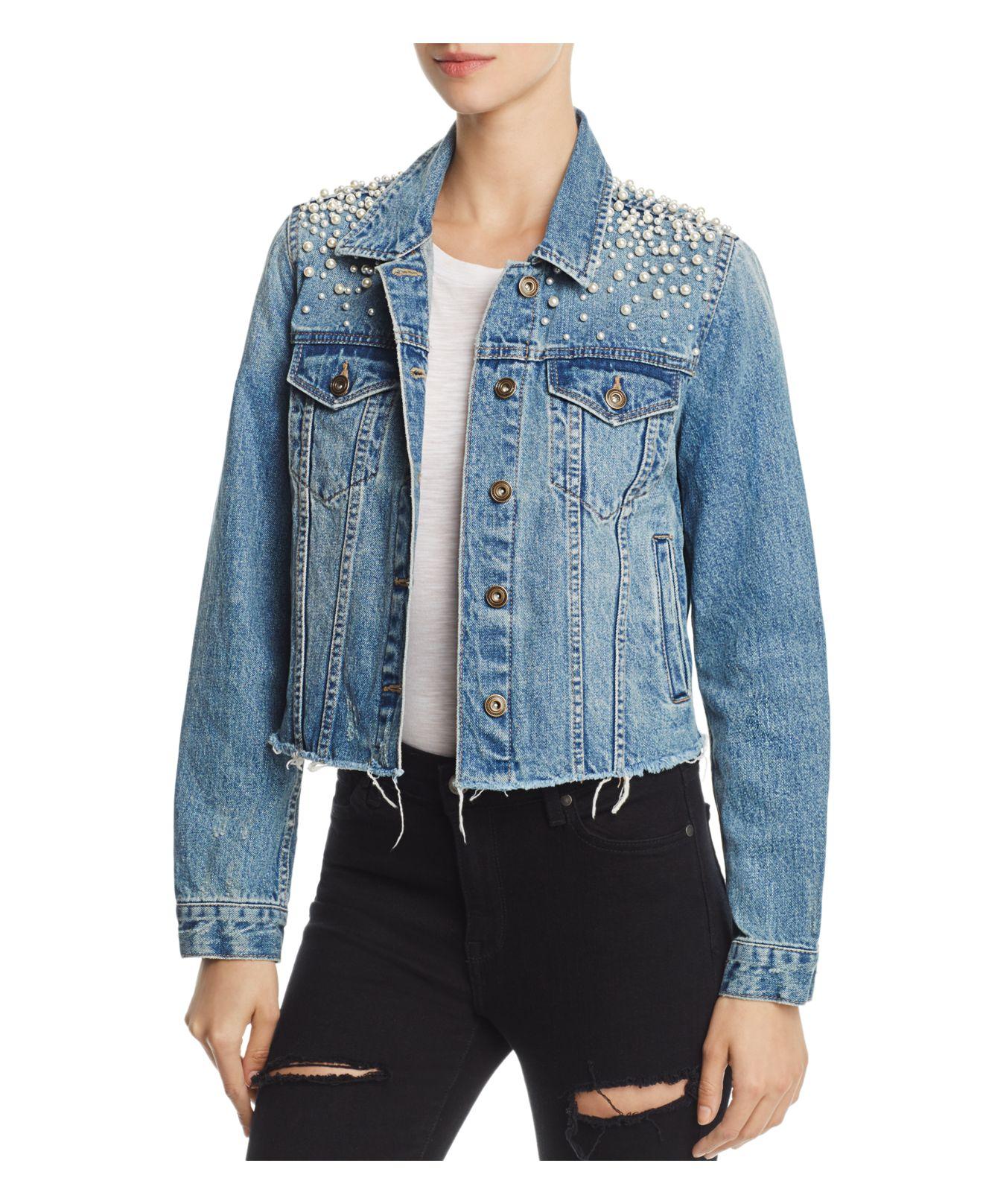 Pistola Sunset & Spring Mother-of-pearl Beaded Denim Jacket in Mother ...