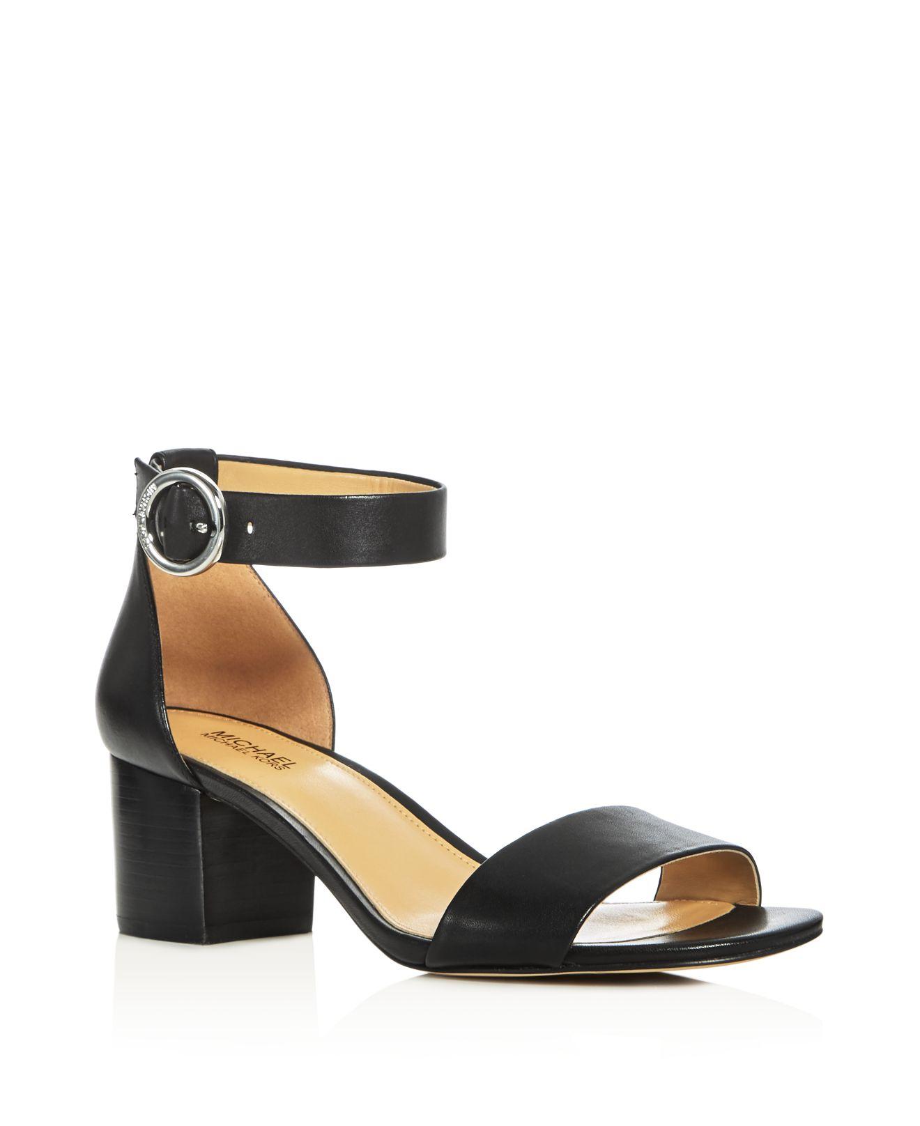 MICHAEL Michael Kors Lena Ankle Strap Block Heel Sandals in Black - Lyst