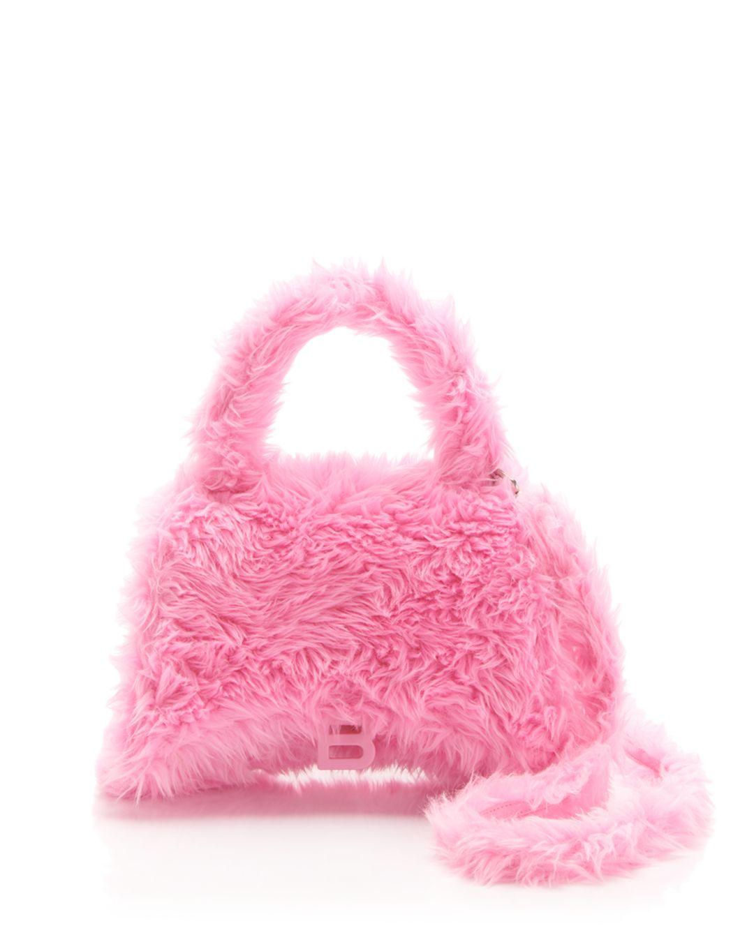 Balenciaga Hourglass Medium Fluffy Top Handle Bag in Pink | Lyst