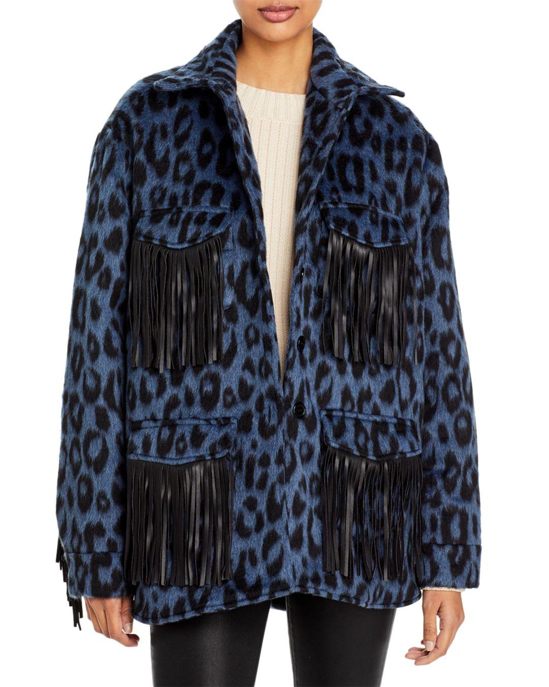 leopard print trim jacket