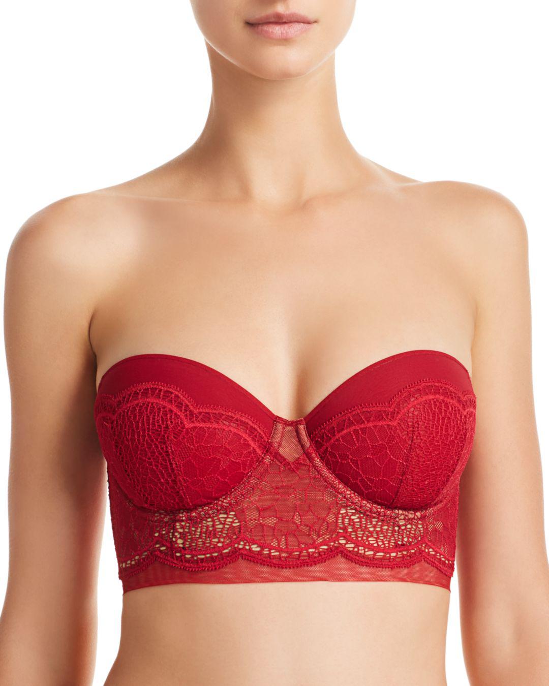Calvin Klein Ck Black Crackled Lace Lightly Lined Strapless Bra in Red |  Lyst