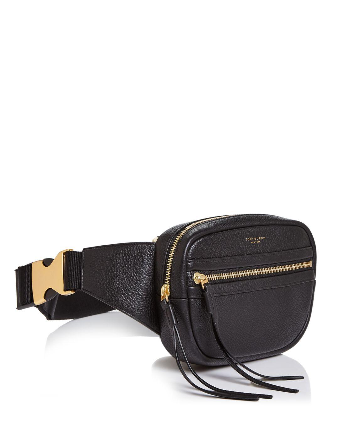 Tory Burch Perry Leather Belt Bag in Black/Gold (Black) | Lyst