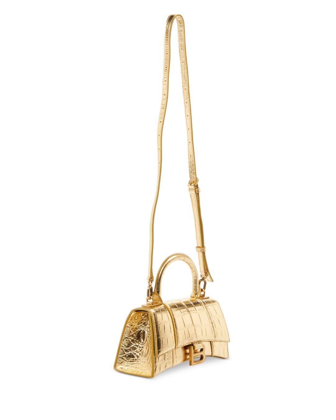 Balenciaga Leather Hourglass Xs Top Handle Bag in Gold Embossed/Gold  (Metallic) | Lyst