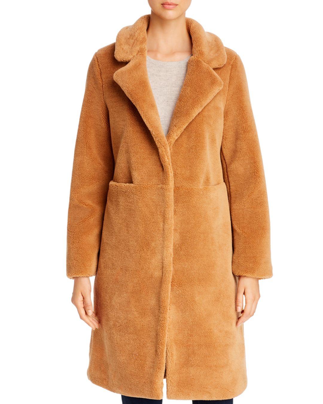 Moda Synthetic Holly Long Teddy Coat in Tobacco Brown (Brown) - Lyst