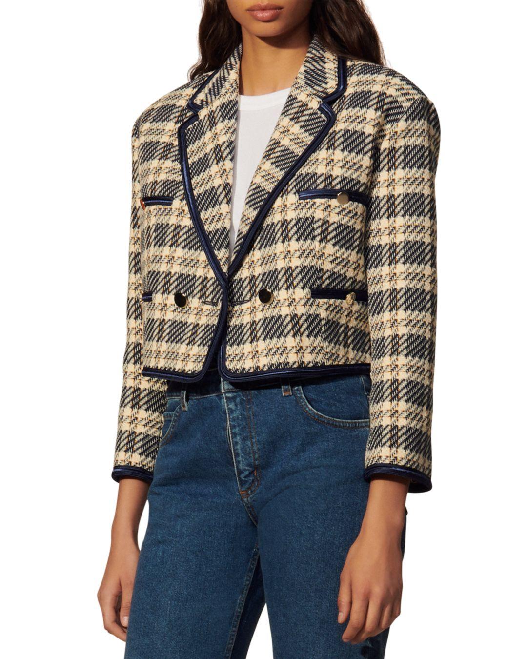 cropped checked blazer