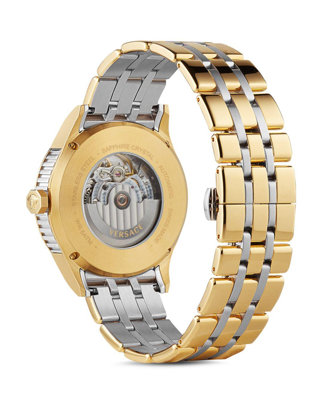 versace gold toned aiakos automatic watch