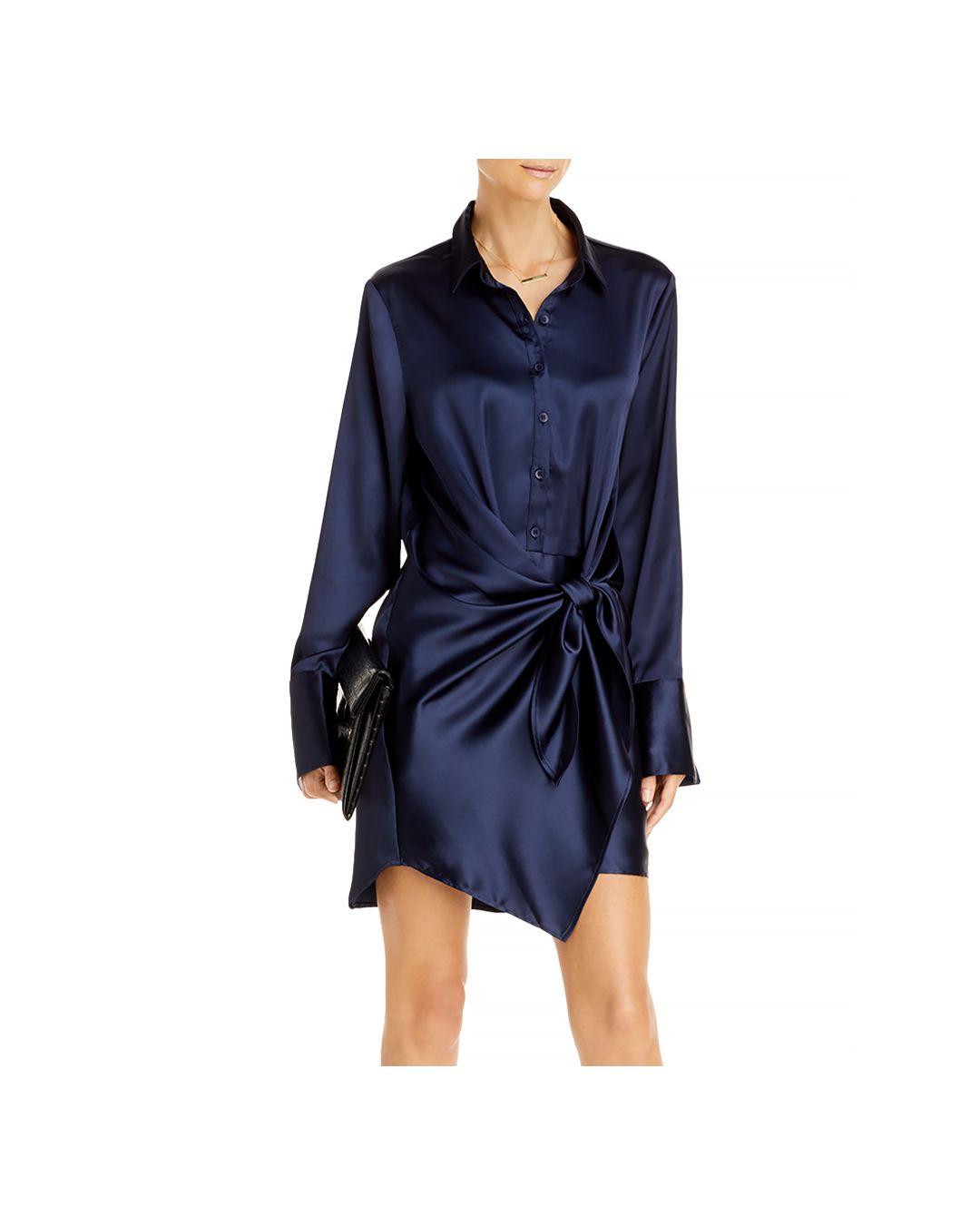 aqua tie front long sleeve dress