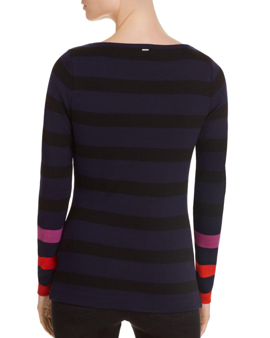 BOSS Elive Striped Top in Blue - Lyst