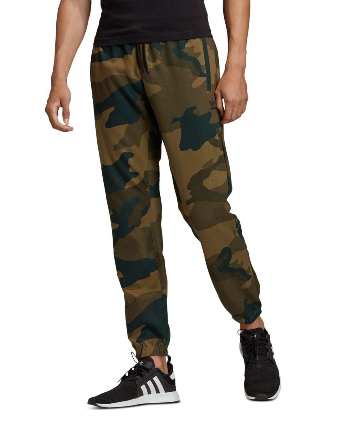 adidas Originals Cotton Camo Regular Fit Track Pants in Green for Men