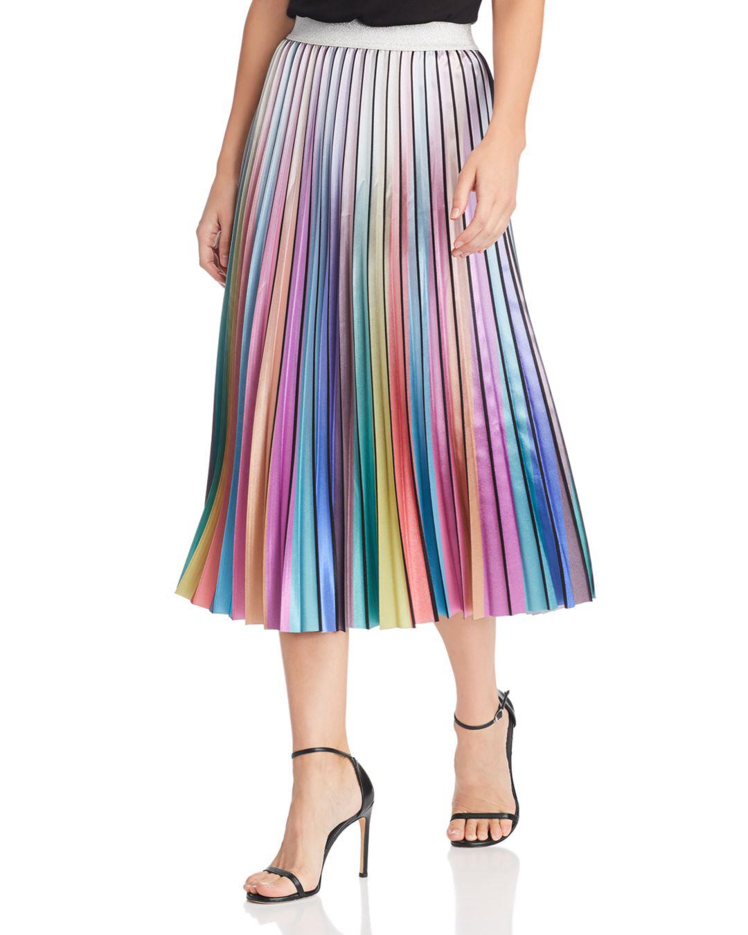 Lucy Paris Rainbow Pleated Midi Skirt in Blue | Lyst Canada